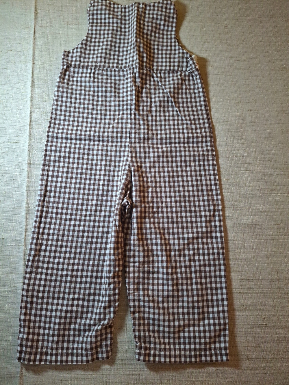 Brown and White Gingham Jumpsuit